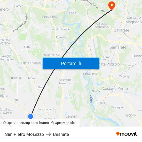San Pietro Mosezzo to Besnate map