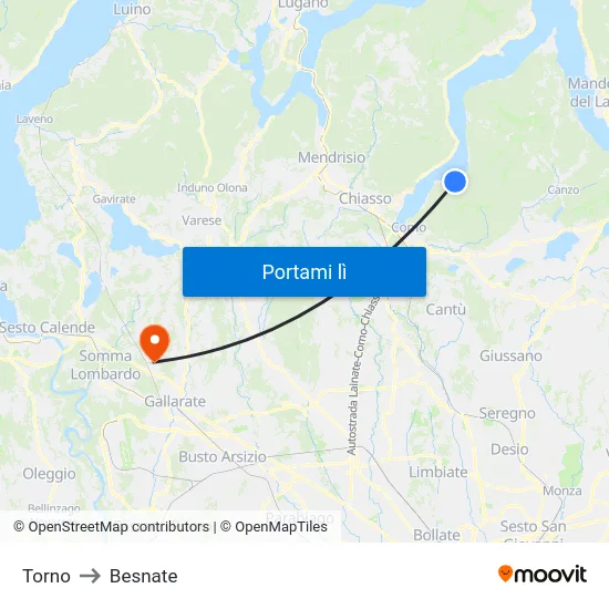 Torno to Besnate map