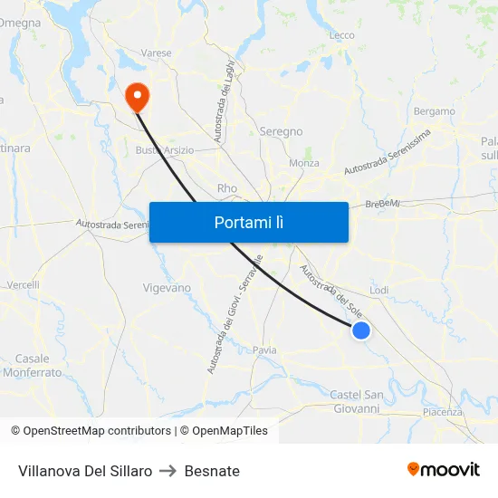 Villanova Del Sillaro to Besnate map