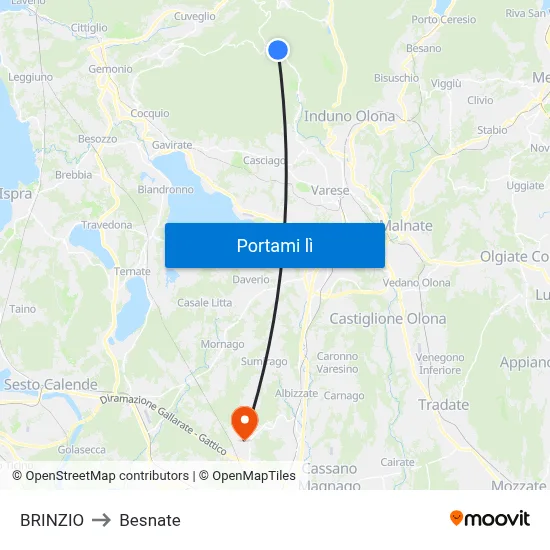 BRINZIO to Besnate map