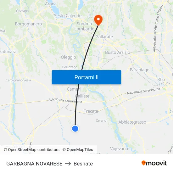 GARBAGNA NOVARESE to Besnate map