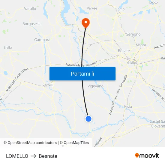 LOMELLO to Besnate map