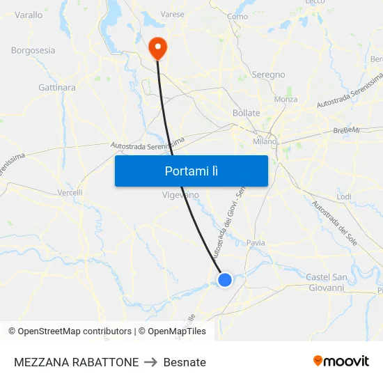 MEZZANA RABATTONE to Besnate map