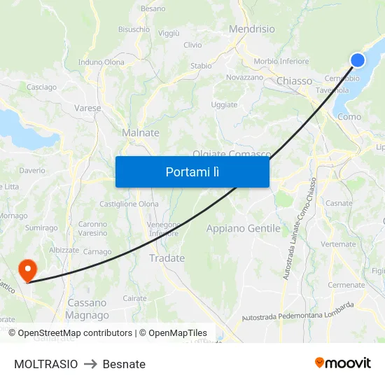 MOLTRASIO to Besnate map