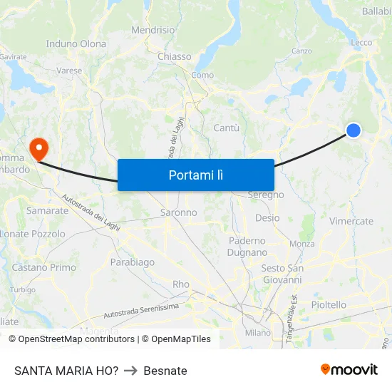 SANTA MARIA HO? to Besnate map