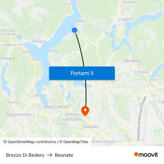Brezzo Di Bedero to Besnate map