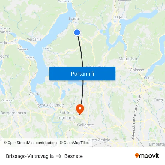 Brissago-Valtravaglia to Besnate map