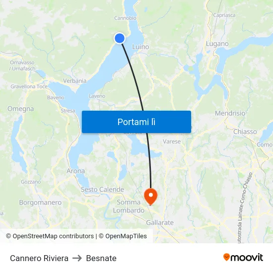 Cannero Riviera to Besnate map