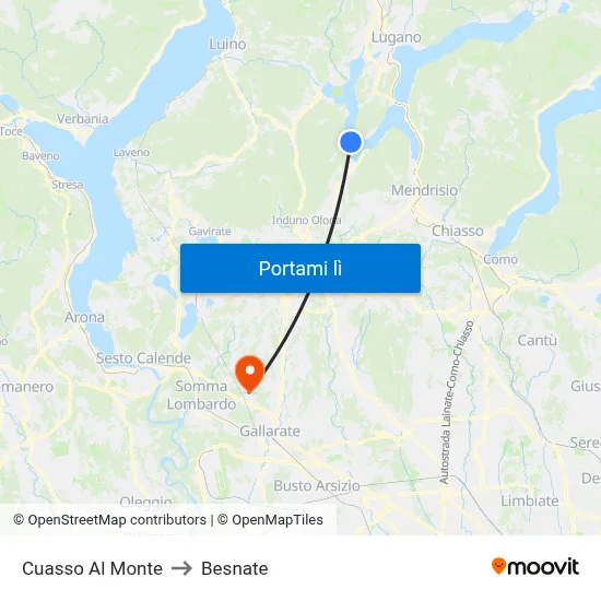 Cuasso Al Monte to Besnate map