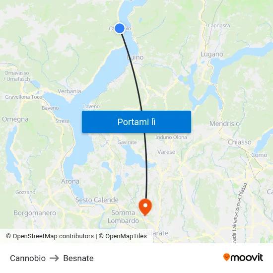 Cannobio to Besnate map