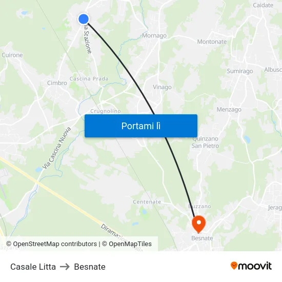 Casale Litta to Besnate map