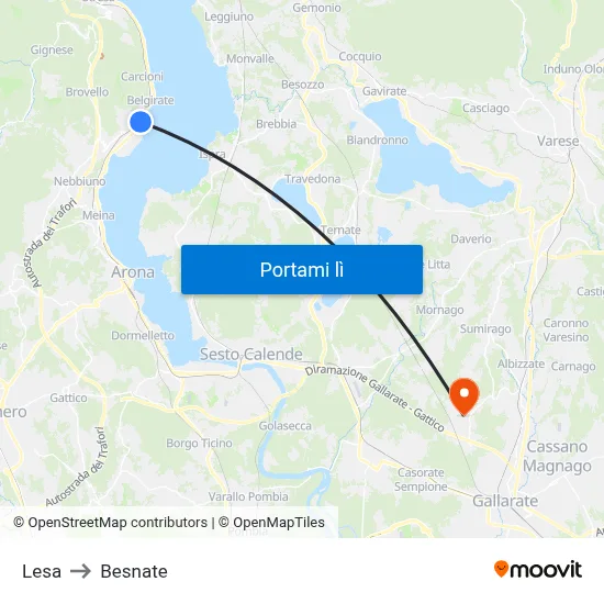 Lesa to Besnate map