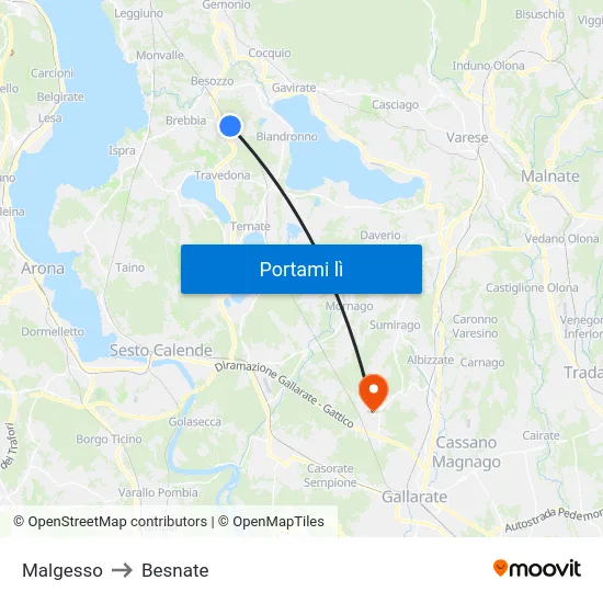 Malgesso to Besnate map