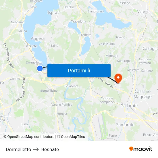 Dormelletto to Besnate map