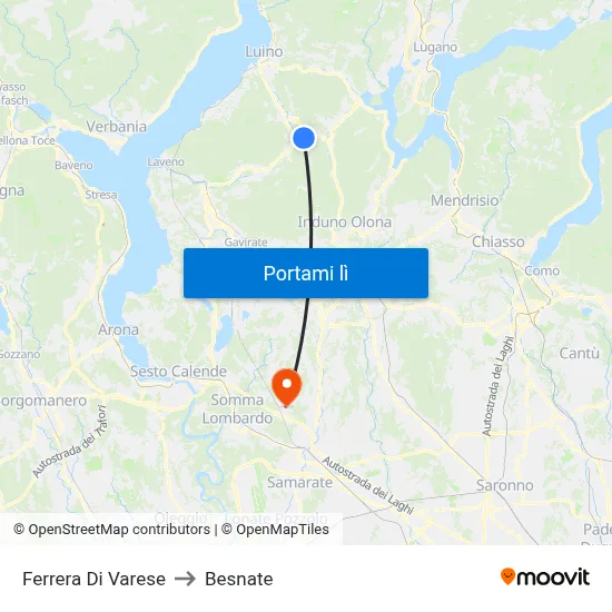 Ferrera Di Varese to Besnate map