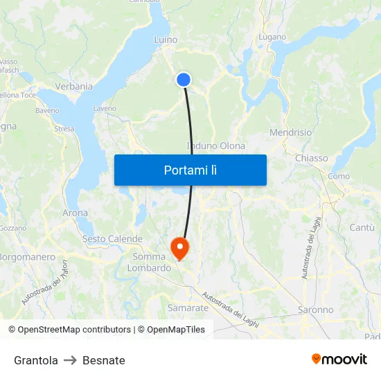 Grantola to Besnate map