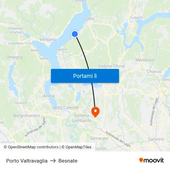 Porto Valtravaglia to Besnate map
