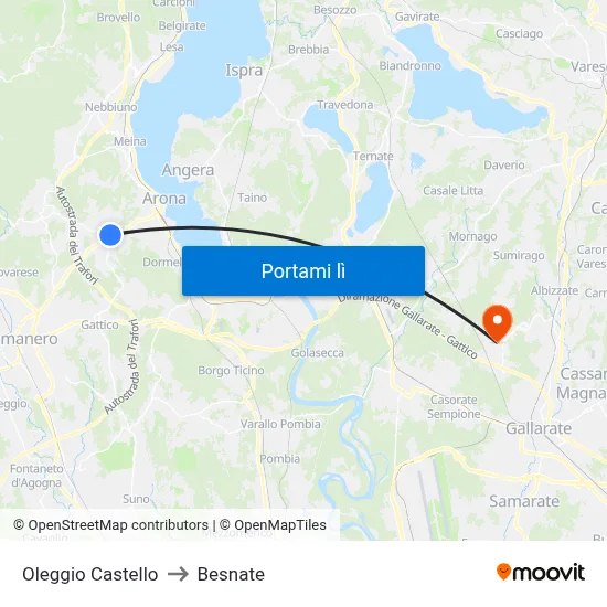 Oleggio Castello to Besnate map