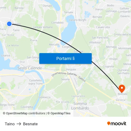 Taino to Besnate map