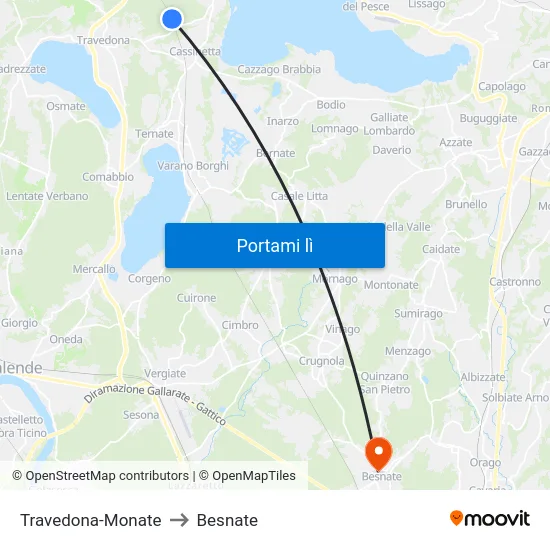 Travedona-Monate to Besnate map