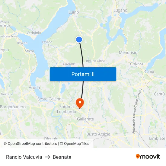 Rancio Valcuvia to Besnate map