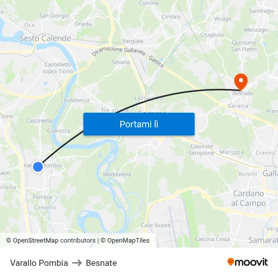 Varallo Pombia to Besnate map