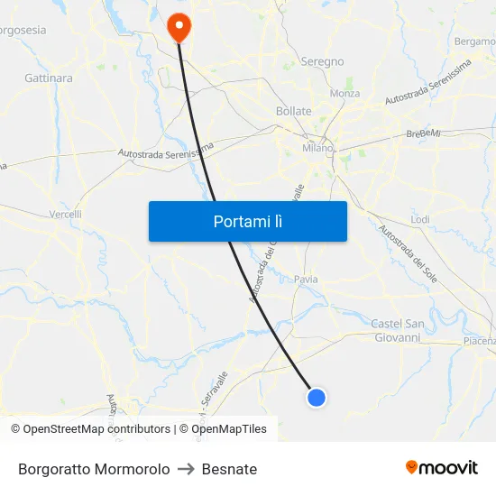Borgoratto Mormorolo to Besnate map