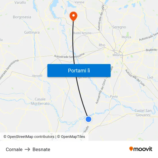 Cornale to Besnate map