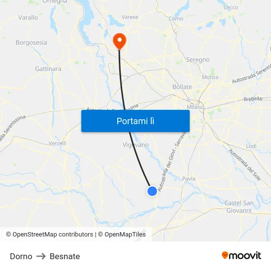 Dorno to Besnate map
