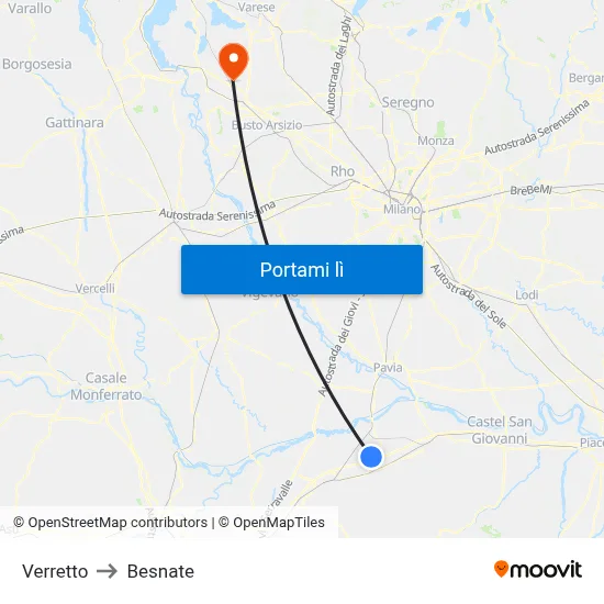Verretto to Besnate map