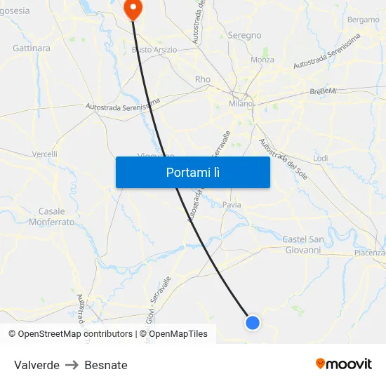 Valverde to Besnate map