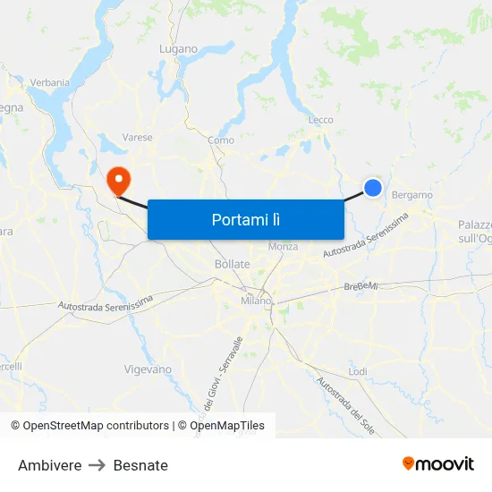 Ambivere to Besnate map