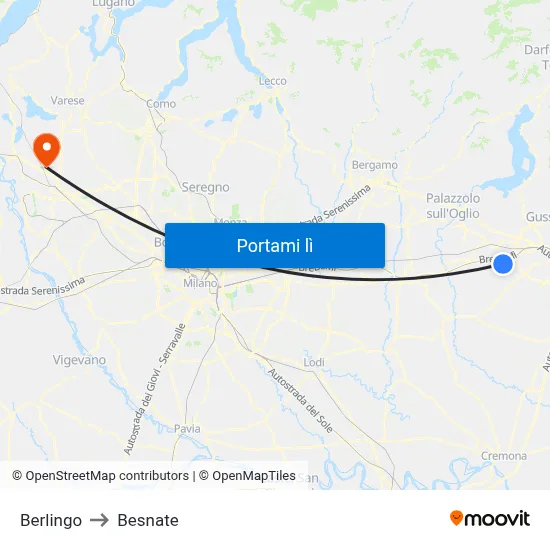 Berlingo to Besnate map