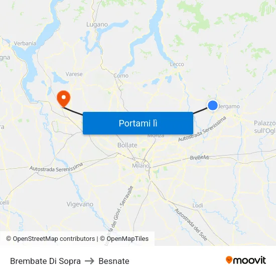 Brembate Di Sopra to Besnate map