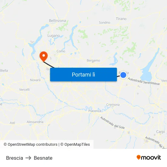 Brescia to Besnate map