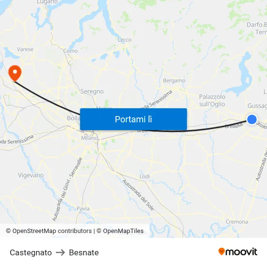 Castegnato to Besnate map