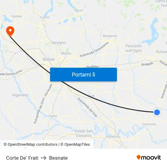 Corte De' Frati to Besnate map
