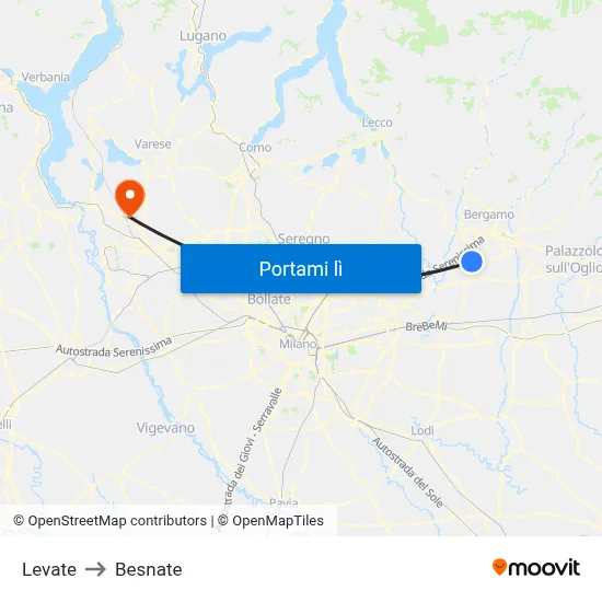 Levate to Besnate map