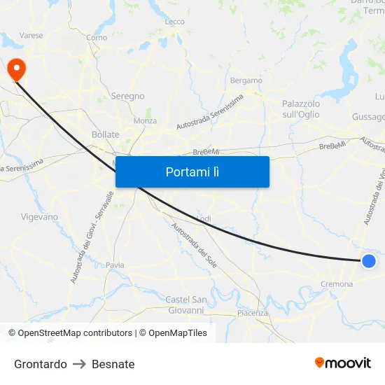 Grontardo to Besnate map