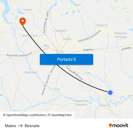 Maleo to Besnate map