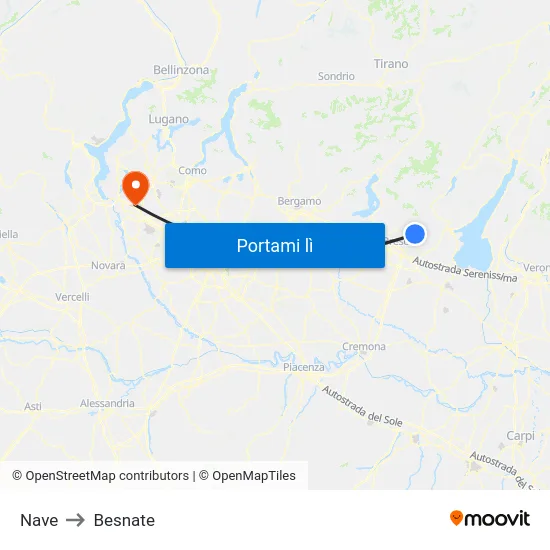 Nave to Besnate map