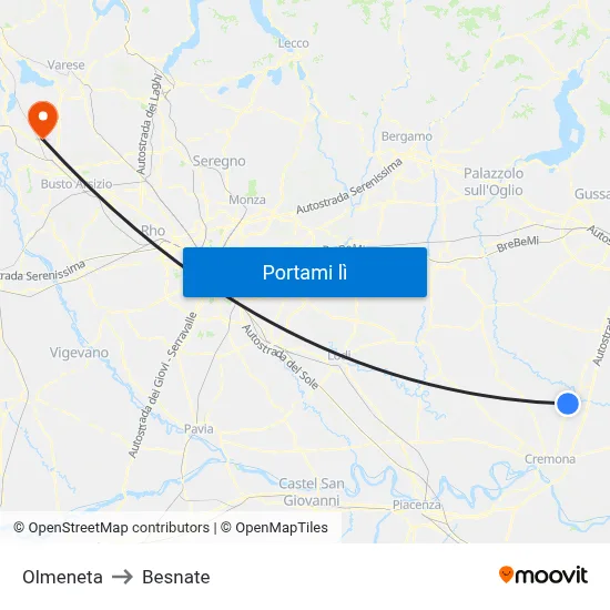 Olmeneta to Besnate map