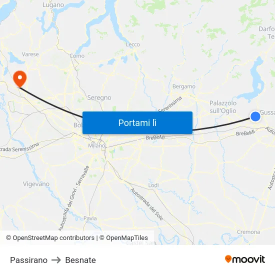 Passirano to Besnate map