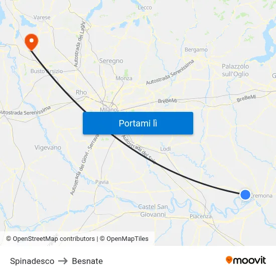 Spinadesco to Besnate map
