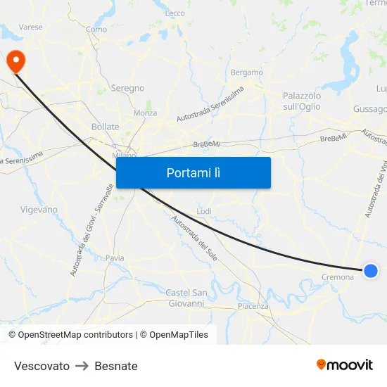 Vescovato to Besnate map