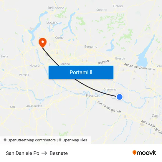 San Daniele Po to Besnate map