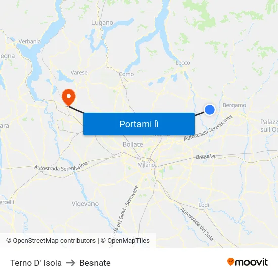 Terno D' Isola to Besnate map