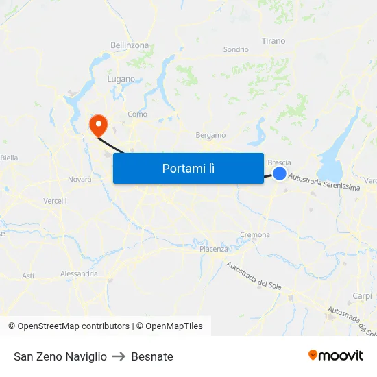 San Zeno Naviglio to Besnate map