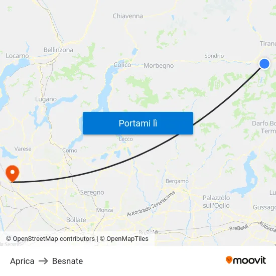 Aprica to Besnate map