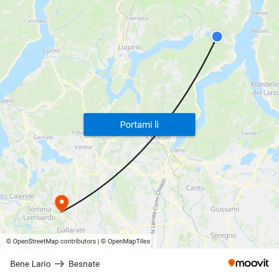 Bene Lario to Besnate map